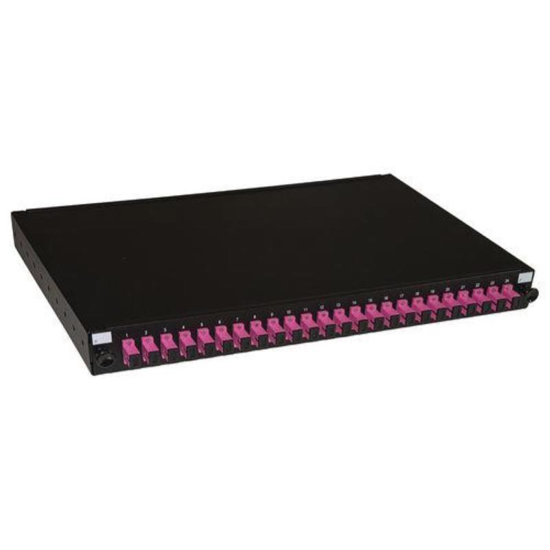 Link pannello fibra ottica 19`` con 24 adattatori sc simplex om4 profondita` 250mm con pigtail installati nero