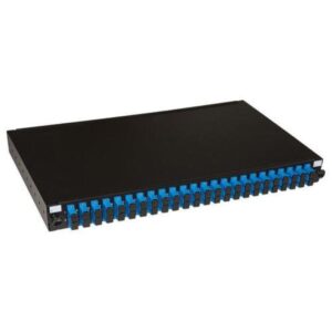 Link pannello fibra ottica 19`` con 24 adattatori sc duplex singlemode profondita` 250mm con pigtail installati nero