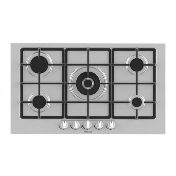 Hisense gm973xf piano cottura a gas 5 zone bruciatore wok 90 cm inox