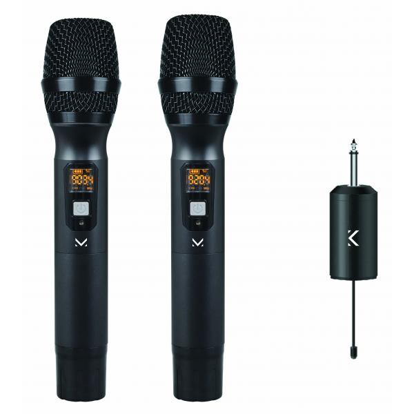 Majestic 115720bk coppia microfoni wireless uhf con ricevitore ricaricabile e jack da 6.35mm black