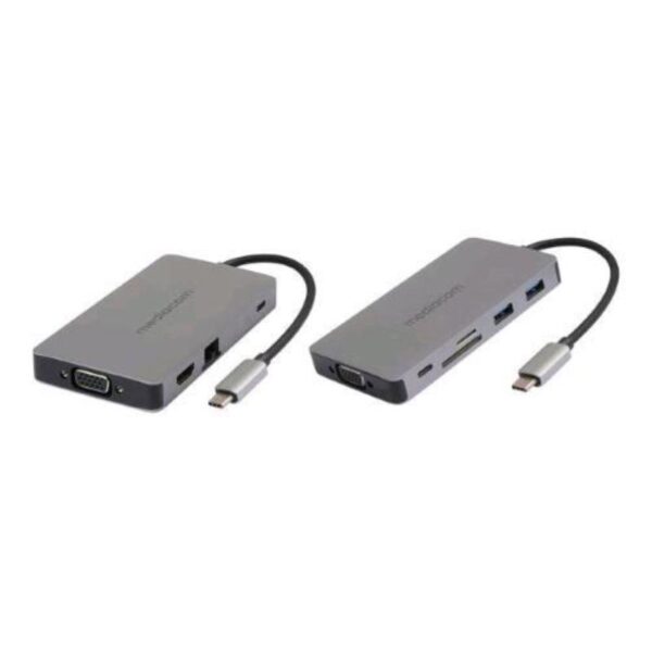 Mediacom md-c318 docking station power delivery 100 w 2 x usb-a 3.0 - 1 x usb-c 100 w - 2 x hdmi - 1 x rj-45 gigabit ethenet - 1 x vga - 1 sd memory - 1 x micro sd