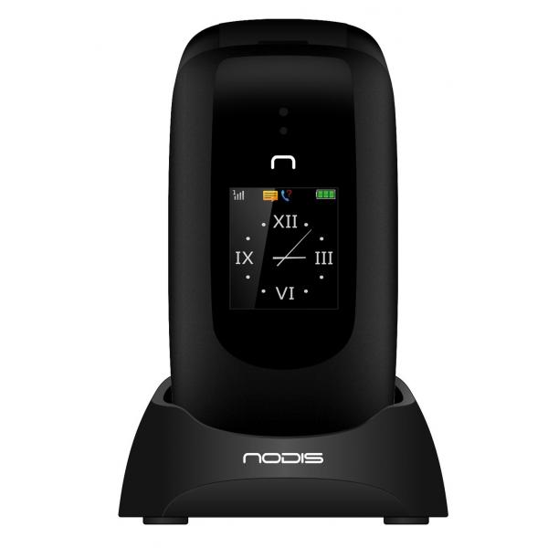 Nodis sn-09 senior phone apertura flip doppio display 2.4/1.44 fotocamera funzione sos radio fm bluetooth italia black