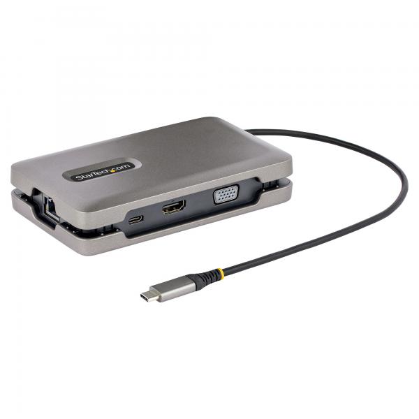 Startech.com adattatore multiporta usb-c docking station usb type c con uscita video hdmi 2.0 4k-vga-dp alt mode usb-c mini dock usb con mst per doppio monitor pd 100w pass-through