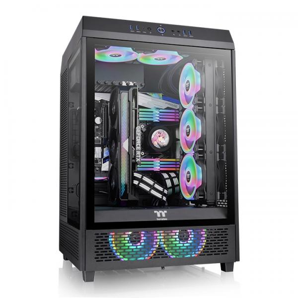 Thermaltake the tower 500 case midi tower atx eatx micro atx mini-itx pannelli laterali e frontale in vetro temperato 4-xusb-a 3.0 1xusb-c 2xventole 120mm black