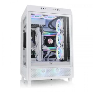 Thermaltake the tower 500 case midi tower atx eatx micro atx mini-itx pannelli laterali e frontale in vetro temperato 4-xusb-a 3.0 1xusb-c 2xventole 120mm snow white