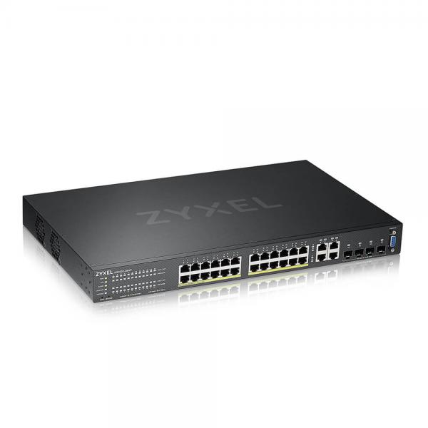 Zyxel gs2220-28hp-eu0101f switch gestito l2 24 x 10/100/1000 (poe+) + 4 x combo gigabit sfp poe+ (375 w) montabile su rack