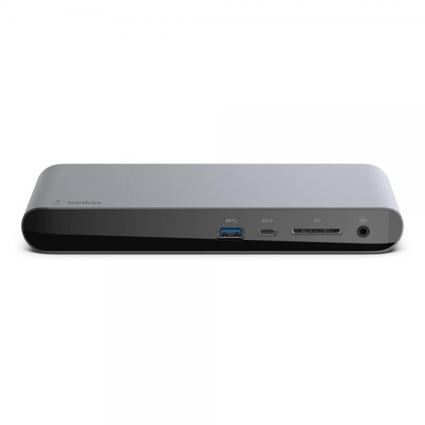 Belkin dock thunderbolt 3 pro con cavo thunderbolt 3 da 0.8 m (compatibile con macos e windows doppio monitor 4k hd trasferimento dati fino a 40 gbps usb pd 85 w power e lettore di schede sd)