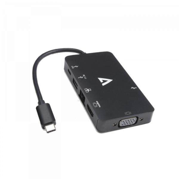 V7 adattatore usb c nero usb c a usb 3.0 rj45 hdmi vga