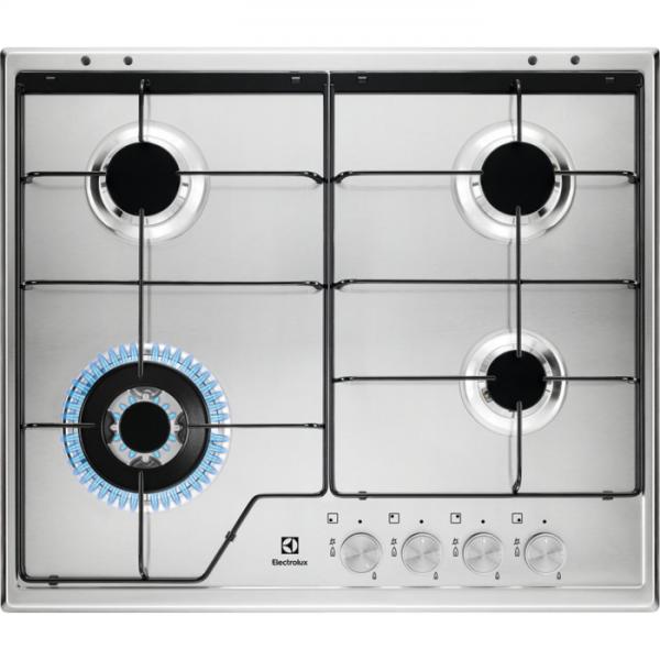 Electrolux kgs6434sx speedburner piano cottura a gas 4 fuochi fiamma pura 1 bruciatore wok multicorona 60 cm inox antimpronta