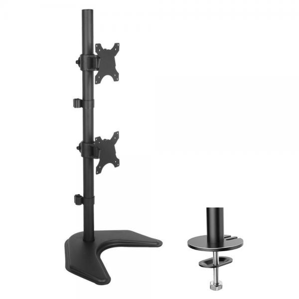 Techly supporto da scrivania per 2 monitor 13-27`` con base nero