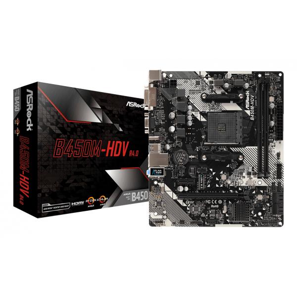 Asrock b450m-hdv r4.0 schede madri presa am4 micro atx amd b450