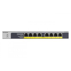 Netgear gs108lp switch 8 x 10-100-1000 poe+ desktop montabile su rack montaggio a parete poe+ 60w alimentazione cc