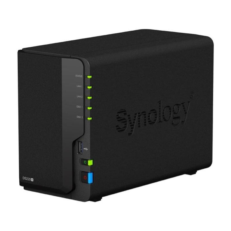 Synology diskstation ds220+ nas chassis tower celeron j4025 2ghz ram 2gb-2 bay hdd/ssd 2.5/3.5 black