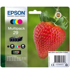 Epson 29 serie fragola cartuccie inchiostro multipack confezione da 4 nero, giallo, cyan, magenta originale per expression home xp-235, 245, 247, 332, 335, 342, 345, 432, 435, 442, 445
