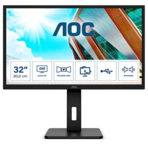 Aoc monitor 31.5`` led ips q32p2 2560x1440 2k ultra hd tempo di risposta 4 ms