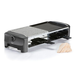 Princess 162820 piastra raclette con piastra in pietra + piastra in alluminio + padelline e spatole colore nero
