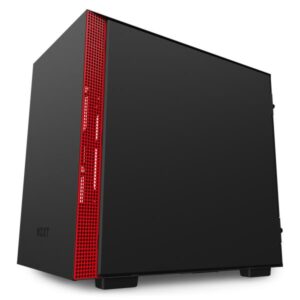 Nzxt h210 mini-tower porta tipo c usb i-o frontale pannello laterale in vetro temperato staffa per il radiatore nero-rosso