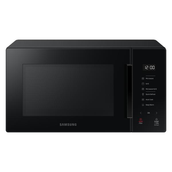 Samsung mg23t5018ak forno microonde 23 litri 1100w cottura automatica e home dessert glass design nero