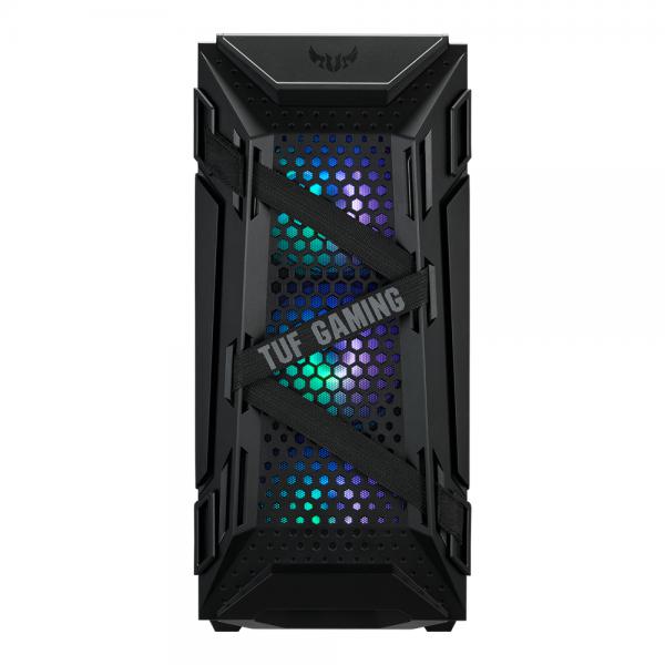 Asus gt301 tuf gaming case gaming atx mid tower pannello laterale vetro temperato 3 ventole 120mm aura supporto cuffie nero