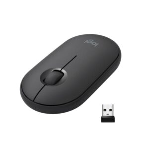 Logitech pebble mouse wireless bluetooth con mini-ricevitore usb mouse pad - mouse per computer sottile e silenzioso per laptop/notebook/pc/ mac - nero
