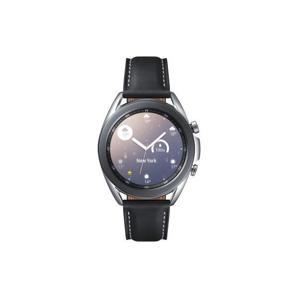 Samsung r850 galaxy watch3 41mm smartwatch cassa 41mm acciaio bluetooth cinturino in pelle saturimetro rilevamento cadute monitoraggio sport ip68 mystic silver