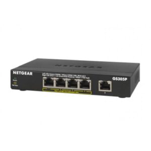 Netgear gs305p-200pes switch soho 5 porte gigabit ethernet poe 55w supporto voip e ip camera