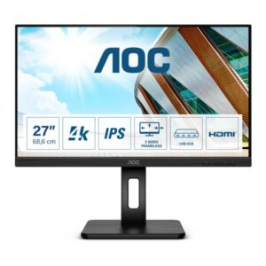 Aoc monitor 27`` led ips u27p2 3840x2160 4k ultra hd tempo di risposta 4 ms
