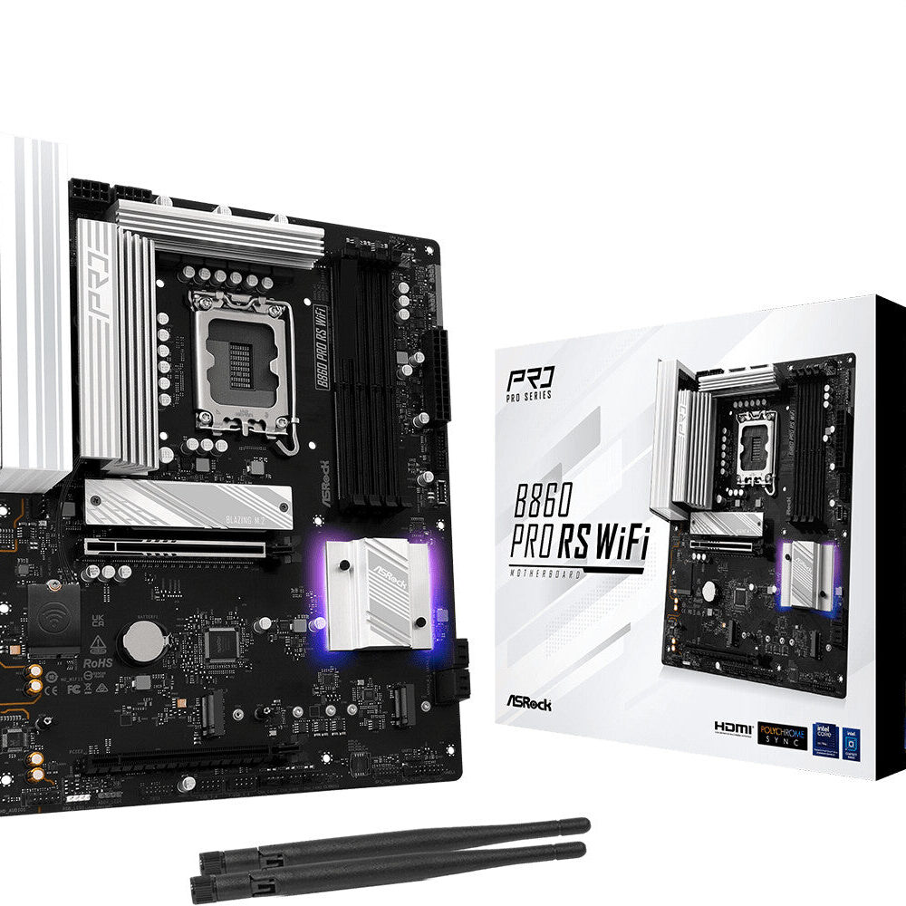 MB Asrock 1851 Intel B860 PRO RS WIFI- 4*DDR5 4*SATA3- 3*M.2- HDMI- DP- WiFi 6E + BT- ATX