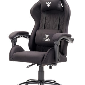 itek Gaming Chair RHOMBUS FF10 - Tessuto- Doppio Cuscino-  Schienale Reclinabile- Nero Nero