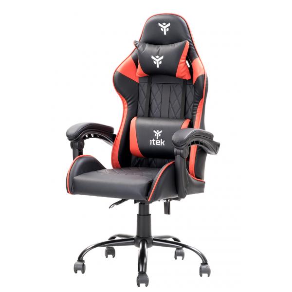 itek Gaming Chair RHOMBUS PF10 - PVC-  Doppio Cuscino- Schienale  Reclinabile- Nero Rosso