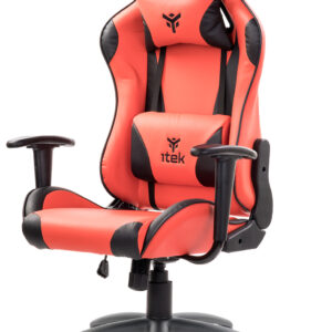 itek Gaming Chair PLAYCOM PM20 - PVC-  Doppio Cuscino- Schienale  Reclinabile- Rosso Nero