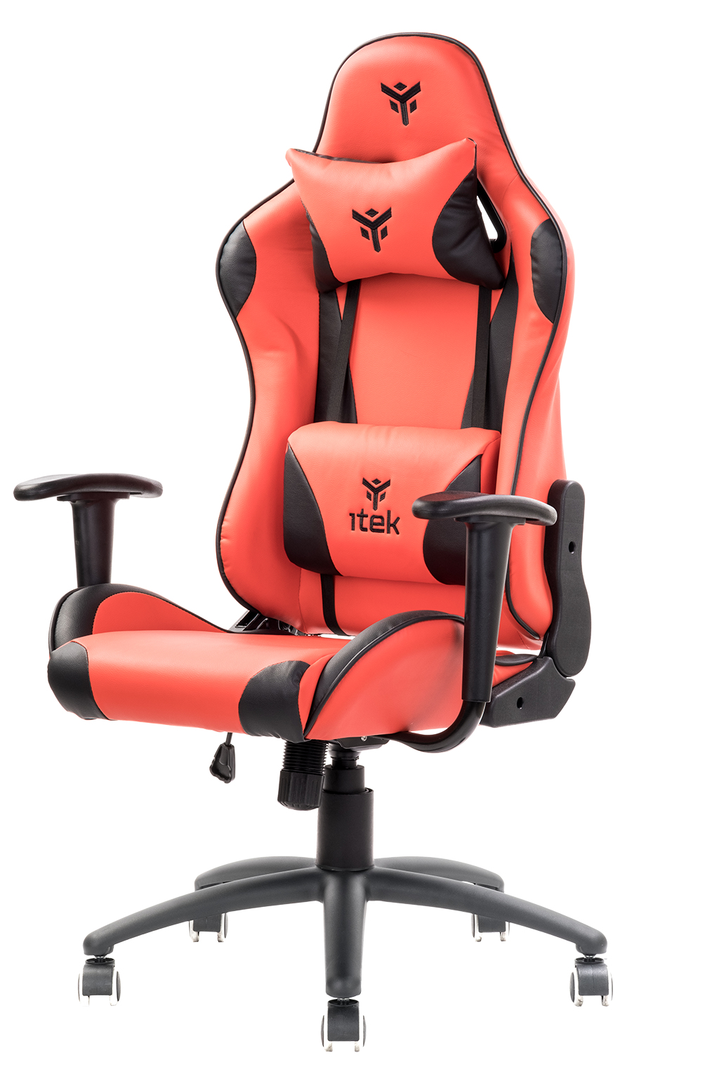 itek Gaming Chair PLAYCOM PM20 - PVC-  Doppio Cuscino- Schienale  Reclinabile- Rosso Nero