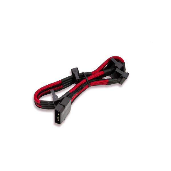 CavoProlunga Sleevato IDE 4Pin a 4xSATA- 300mm- Nero Rosso
