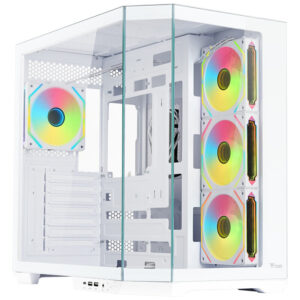 Case DARK CAVE AKU - Gaming Tower- ATX- 4x12cm ARGB fan- USB3- Type-C- Temp Glass Side & Front Panel- White Edition
