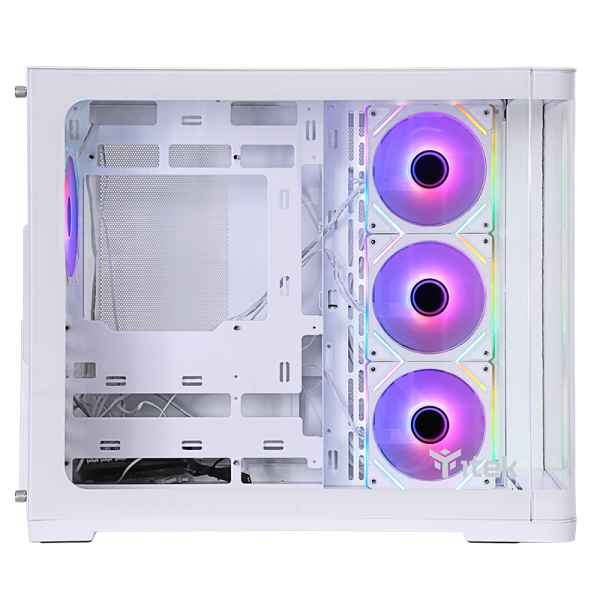 Case DARK CAVE CURVED - Gaming Tower- ATX- 4x12cm ARGB fan- 2xUSB3- Type-C- Curved Temp Glass Side & Front Panel- White Edition