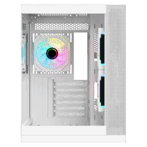 Case DARK CAVE DS - Gaming Tower- ATX- 3x12cm ARGB fan- 2xUSB3- Type-C- Side & Front Panel Temp Glass- White Edition