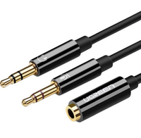 UGREEN Cavo Audio 3.5mm femmina a 2 maschio- case ABS (Black)