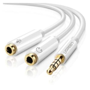 UGREEN Cavo Audio 3.5mm maschio a 2 femmina- case ABS (White)