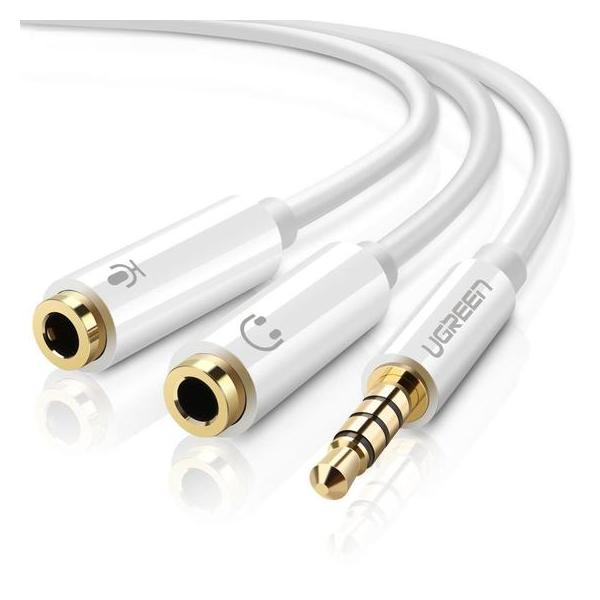 UGREEN Cavo Audio 3.5mm maschio a 2 femmina- case ABS (White)