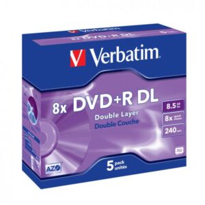 Verbatim 5 x DVD+R DL - 8,5 GB (240 min.) 8x - argento opaco - custodia (scatola)