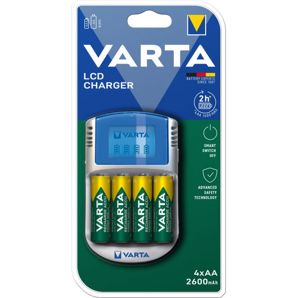 Varta Power Play LCD Charger - Caricabatterie da 2-4 ore - (per 4xAA/AAA)