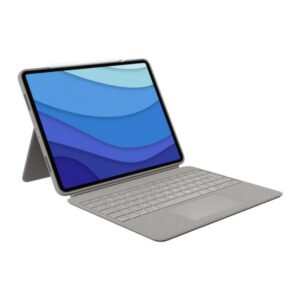 Logitech Combo Touch - custodia con tastiera e custodia Folio - con trackpad - retroilluminata - connettore Apple Smart - QWERTY - GB - sabbia - per Apple iPad Pro da 12,9 pollici (5a generazione)