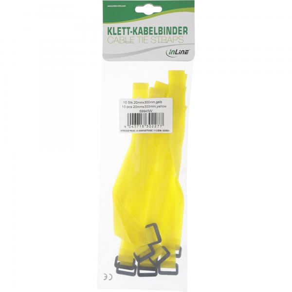 Anelli in velcro InLine 20x300mm - confezione da 10 - giallo