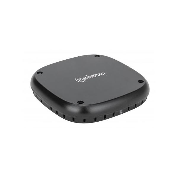 Tappetino di ricarica wireless sotto scrivania per smartphone Manhattan, si installa sotto i mobili, ricarica da 10 W, distanza di ricarica 15-30 mm, nero, cavo di alimentazione da 1,2 m, tre anni di garanzia, confezionato