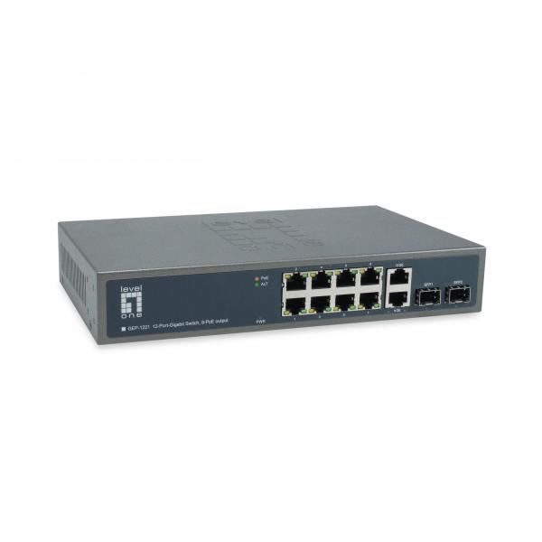 LevelOne GEP-1221 - Switch - non gestito - 8 x 10/100/1000 (PoE+)