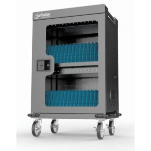 Armadio/carrello di ricarica Manhattan tramite dispositivi USB-C x32, carrello, alimentazione 18 W per porta (576 W totali)