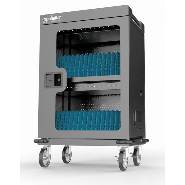 Armadio/carrello di ricarica Manhattan tramite dispositivi USB-C x32, carrello, alimentazione 18 W per porta (576 W totali)