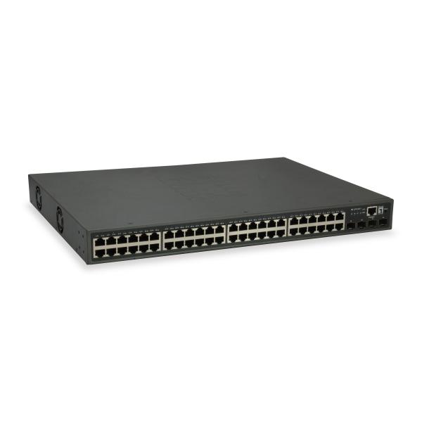 Switch Gigabit PoE gestito LevelOne L3 Lite a 52 porte, 4 SFP+ da 10 GbE, 48 uscite PoE, budget energetico PoE da 400 W, gestito, L3, Gigabit Ethernet (10/100/1000), Power over Ethernet (PoE), montabile su rack