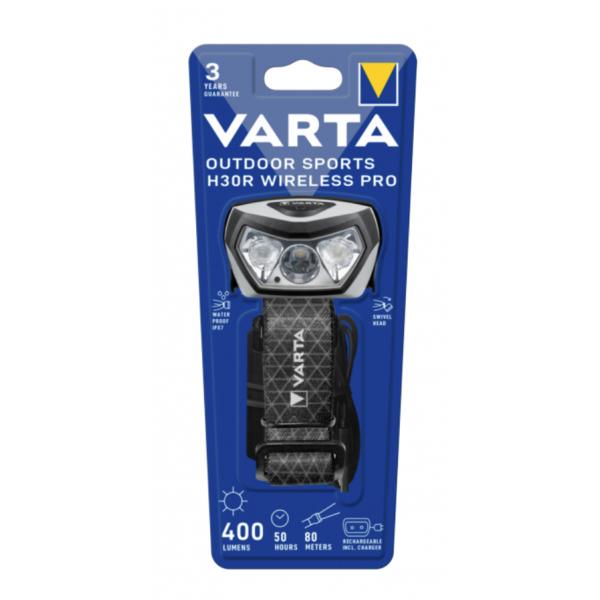 Varta 18650 101 401, Torcia con fascia frontale, Nero, Pulsanti, 2 m, IPX7, Cina