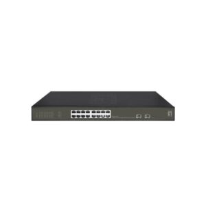 Switch LevelOne Hilbert Gigabit PoE Smart Lite a 18 porte, 16 uscite PoE, 2 x Gigabit SFP, 802.3at/af PoE, budget energetico PoE da 230 W, gestito, L2, Gigabit Ethernet (10/100/1000), full duplex, Power over Ethernet (PoE), installazione in rack